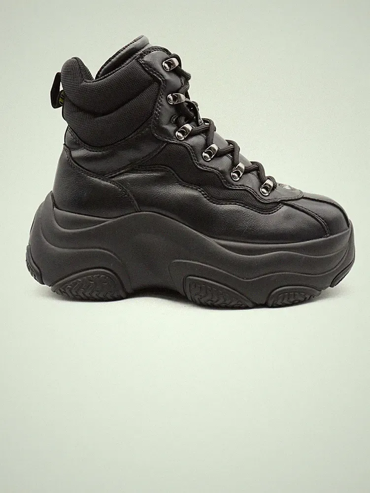 Buffalo Prowler Hike Hi Women's Size 10.5 Vegan Leather Black Platform Boots